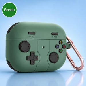 Unique Gamer AirPods Case | Vintage Console Design for AirPods 3rd/4th Gen & Pro 3 | Durable Silicone w/ Keychain | Perfect Gaming Gift Green