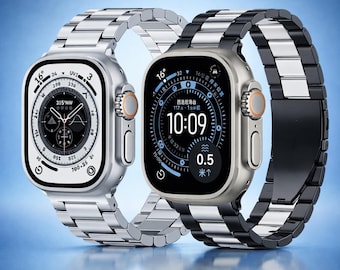Premium Stainless Steel Apple Watch Band - Compatible iWatch Ultra 2, Series 10/9/8/7/SE2 - 38mm-49mm - Durable Metal Strap for Men & Women