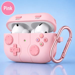Unique Gamer AirPods Case | Vintage Console Design for AirPods 3rd/4th Gen & Pro 3 | Durable Silicone w/ Keychain | Perfect Gaming Gift Pink