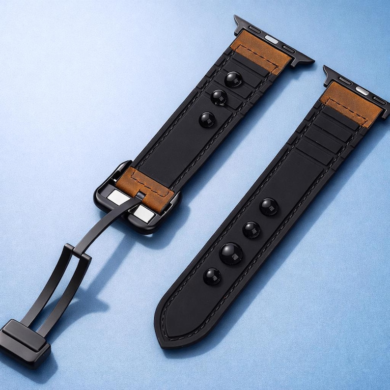 Leather Apple Watch Band | Magnetic Closure Strap for Series 9/8/7/6/5 ...