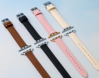 Slim Leather Apple Watch Band 38mm 40mm 41mm 42mm 44mm 45mm 46mm 49mm | Compatible with Ultra 2, Series 10 9 8 7 6 5 4 3 SE
