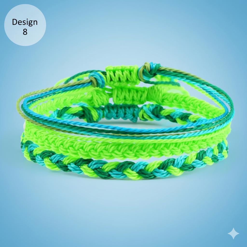3個セット カラフル編み込み友情ブレスレットセット - 調節可能 防水