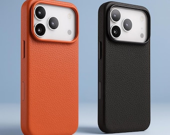 iPhone 17 Pro Max MagSafe Leather Case | Real Cowhide | Handmade Protective Cover with AI Camera Bumper | Premium Leather Phone Case