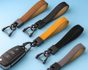 Llavero de cuero genuino de lujo para coche / Llavero artesanal de primera calidad / Regalo perfecto para entusiastas de los coches / Accesorio duradero y elegante para el coche