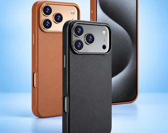 Magnetic PU Leather Case for iPhone 18 17 16 15 14 13 Pro Max Plus Air, MagSafe Wireless Charging, Shockproof Protective Cover