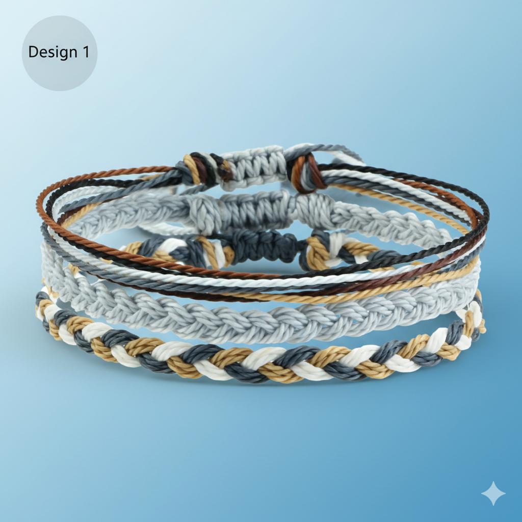 3個セット カラフル編み込み友情ブレスレットセット - 調節可能 防水