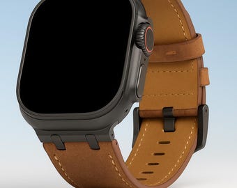 Apple Watch Ultra 2 Leather Band 49mm | iWatch Series 10 9 8 7 45mm 44mm Strap | Luxury Sport Watchband | Handmade Gift