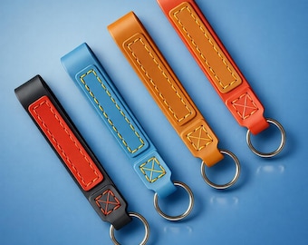Llavero de cuero de lujo para coche / Llavero unisex hecho a mano / Accesorio duradero y moderno para coche / Regalo perfecto para conductores