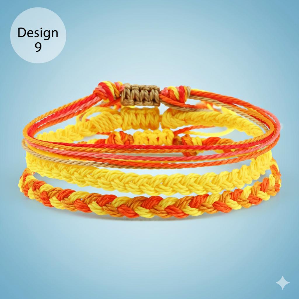 3個セット カラフル編み込み友情ブレスレットセット - 調節可能 防水