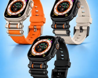 Sports Rubber Band for Apple Watch Ultra 49mm, Luxury Silicone Strap Series 11 10 9 8 7 6 SE 45mm 44mm 42mm 41mm