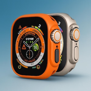 May include: Two smartwatches, one orange and one silver, are displayed. The orange watch has a black screen with white and orange details, including the text "LIGNDITOO". The silver watch has a similar design. Both watches have a digital display.