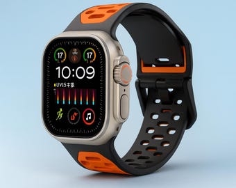 Two-Tone Soft Silicone Apple Watch Band Ultra 3/2, 49mm–44mm, Lightweight Breathable Strap for iWatch 11 10 9 8 7 6 SE – Soft & Durable