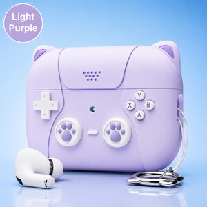 Unique Gamer AirPods Case | Vintage Console Design for AirPods 3rd/4th Gen & Pro 3 | Durable Silicone w/ Keychain | Perfect Gaming Gift Light Purple