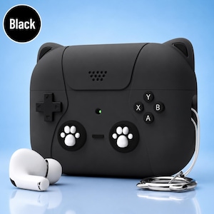 Unique Gamer AirPods Case | Vintage Console Design for AirPods 3rd/4th Gen & Pro 3 | Durable Silicone w/ Keychain | Perfect Gaming Gift .Black