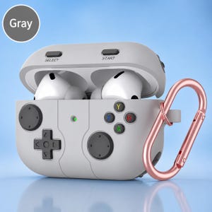 Unique Gamer AirPods Case | Vintage Console Design for AirPods 3rd/4th Gen & Pro 3 | Durable Silicone w/ Keychain | Perfect Gaming Gift Gray