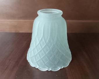Vintage Frosted Lamp Shade with Quilted Diamond Pattern 2.25" (2 1/4") Fitter