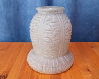 Vintage Frosted Glass Lamp Shade Art Nouveau Leaf Pattern 2.25" (2 1/4") Fitter