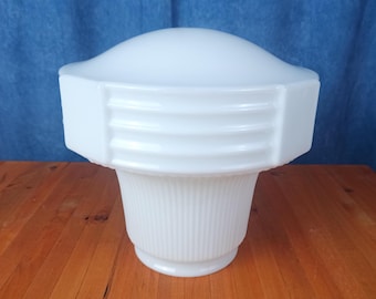 Art Deco White Milk Glass Ceiling Globe Lamp Glass 4" Fitter