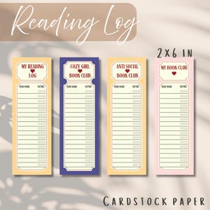 Peut inclure: Quatre marque-pages colorés pour enregistrer les lectures, chacun de 5 x 15 cm, avec de l'espace pour noter les titres de livres et les notes. Les marque-pages comportent des textes tels que "My Reading Log", "Cozy Girl Book Club". Fabriqué en papier cartonné.