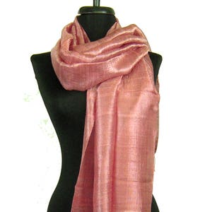 100 % Pure Raw Thai Silk Scarf Shawl Wrap  24&quot;x 62&quot; Large Handmade Fair Trade in Salmon Large H24