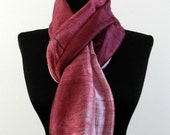 2 Tone Thai Raw Pure Silk Scarf 12 quot x62 quot Long Scarf Neck Scarf Handdyed Fair Trade in Pink Wine V40