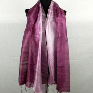 2 Tone 100 % Thai Raw Pure Silk Scarf Shawl Wrap  24&quot;x62&quot; Large in Red Merlot TT12