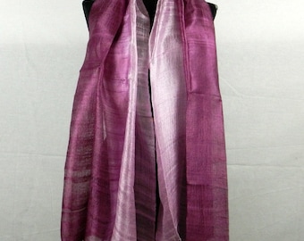 Bufanda de 2 tonos 100 % tailandesa de pura seda sin procesar, chal, 24 x 62 pulgadas, grande en rojo Merlot TT12