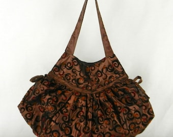 Hippie Hobo Shoulder Bag Purse S Curls Velvet Thai Silk Satin Women Handbag