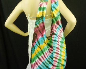 Rainbow Tie Dye Bag Purse Sling Messenger Crossbody Buddha Hobo Hippie Celebrity Top Zip OOAK VH5