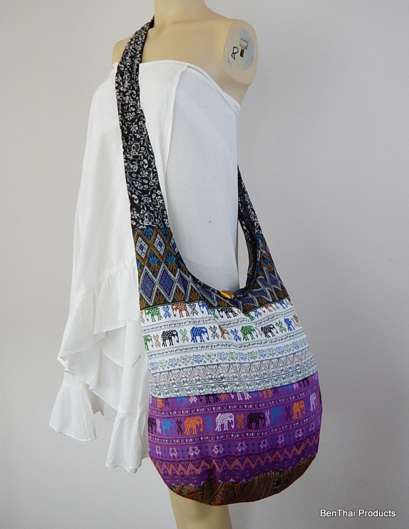 Cotton Sling Bag Purse Hobo Hippie Crossbody Messenger Etsy