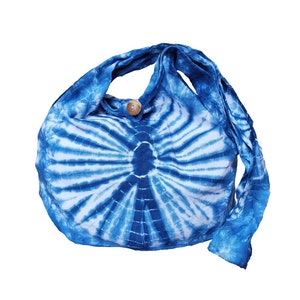 Indigo Blue Firework Tie Dye Bag Purse Sling Messenger Crossbody Buddha Hobo Hippie Top Zip XL OAK IG1
