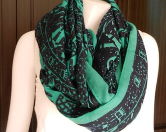 SOFT Cotton Scarf Elephant Parade Print Scarf Green Long Scarf Shawl Wrap Women Holiday Fashion Accessories