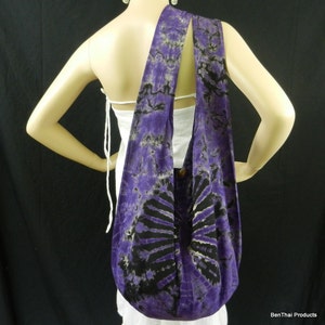 Purple Tie Dye Bag Purse Sling Messenger Crossbody Buddha Hobo Hippie Celebrity Top Zip OAK Firework VJ4