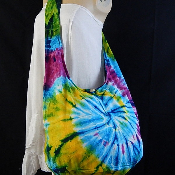 Tie Dye Bag Purse Hobo Hippie Sling Crossbody Messenger Top Zip OAK Shoulder Spiral VS2