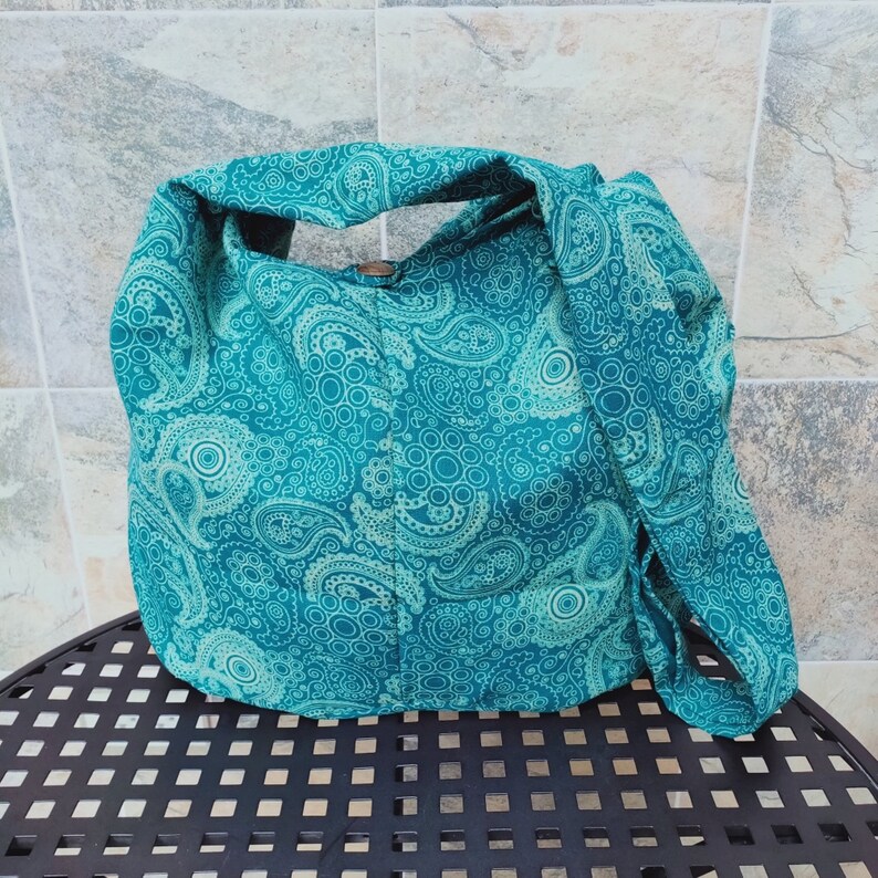 Paisley Crossbody bag Sling Bag Purse Hippie Hobo Boho Crossbody Messenger Bag XL You Pick Color Teal