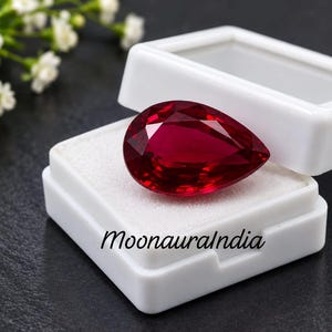 19 karat naturlig rubin, päronslipad, lös ädelsten, 18x13x8mm, röd rubin, fina smycken