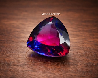 Gema de alejandrita de corte trillón de 30 a 32 quilates / Alejandrita azul púrpura que cambia de color / Gema suelta de gran tamaño rara para joyería fina y coleccionistas