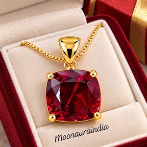 107ct Natural Ruby Cushion Cut 925 Silver Pendant, Large Red Gemstone Statement Jewelry 29x29x16mm