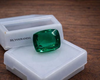 10-12 Ct Green Emerald Gemstone – Natural Cushion Cut Loose Stone