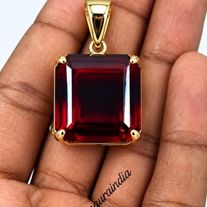 215ct Natural Ruby Cube Cut 925 Silver Pendant, Large Red Gemstone Statement Jewelry 27x27x27mm