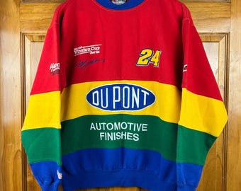 Bluza męska Chase Authentics Jeff Gordon 24 DuPont NASCAR Colorblock w stylu lat 90.