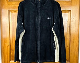 Perry Ellis heren XXL zwart velours trainingsjack met volledige rits fluweel retro jaren 90 Y2K