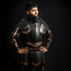 Templar Knight Armor Set | Medieval Cosplay Costume | LARP Battle Suit with Bracers, Pauldrons, Chest & Back Armor | Halloween
