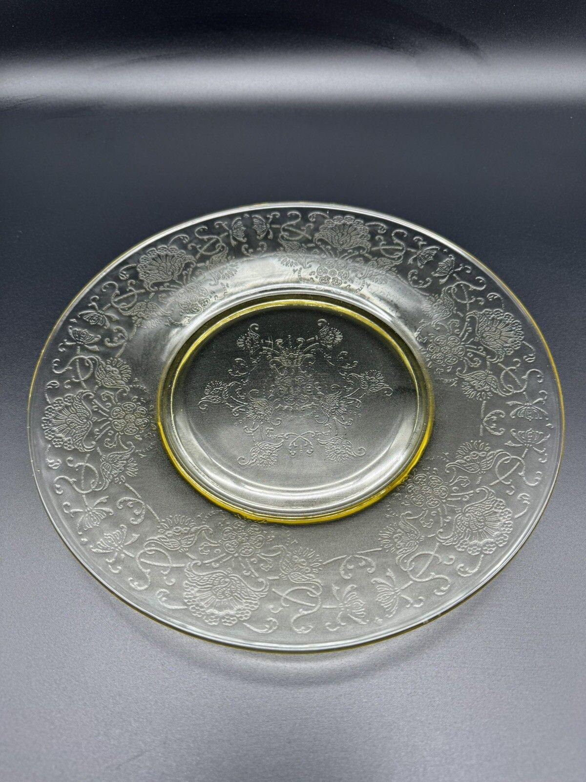 LACE Duchess S インテリアトレイ 1930s Hazel Atlas Florentine Poppy #2 Yellow Depression Glass