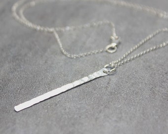 Vertical Bar Necklace Simple Modern Necklace Minimalist Silver Necklace Layering Necklace.