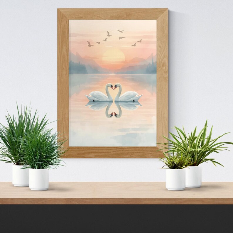 Swan Family Watercolor Print Set – Scandinavian Nursery Wall Art | Baby ...