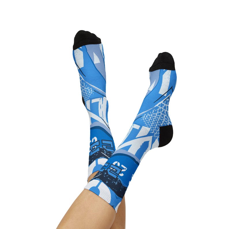 Calcetines a juego para Jordan 11 Diseño inspirado en UNC / Estilo urbano azul Carolina Estilo baloncesto Heritage imagen 14