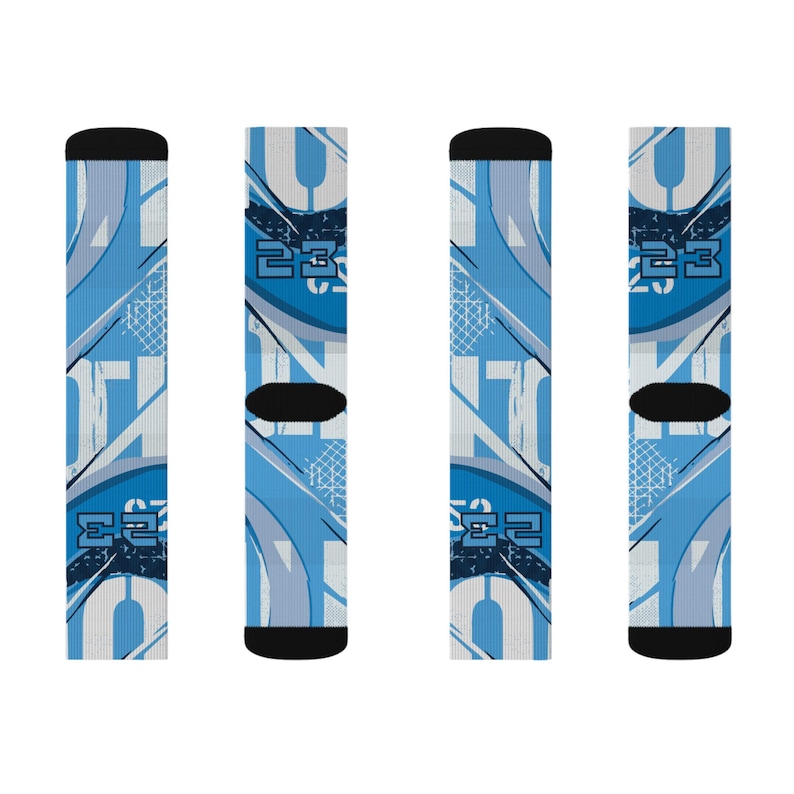 Calcetines a juego para Jordan 11 Diseño inspirado en UNC / Estilo urbano azul Carolina Estilo baloncesto Heritage imagen 9