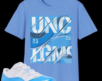 Camiseta a juego con las Jordan 11 Retro Low UNC / Baloncesto azul Carolina Heritage Streetwear