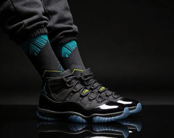 Nike Air Jordan 11 gamalich passende Crew Socken | Elektrik Blau Streetwear Basketball Sammler Geschenk